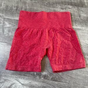 Red seamless workout shorts